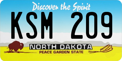 ND license plate KSM209