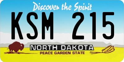 ND license plate KSM215