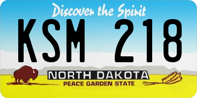 ND license plate KSM218