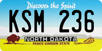 ND license plate KSM236