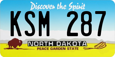 ND license plate KSM287