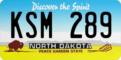 ND license plate KSM289