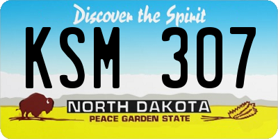 ND license plate KSM307