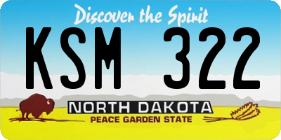 ND license plate KSM322