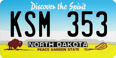 ND license plate KSM353