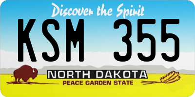 ND license plate KSM355