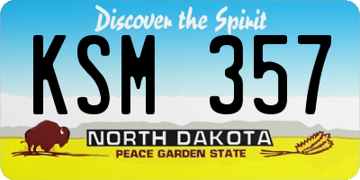 ND license plate KSM357