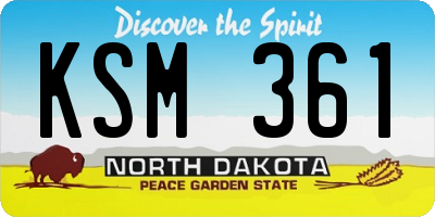ND license plate KSM361