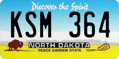 ND license plate KSM364