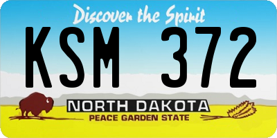 ND license plate KSM372