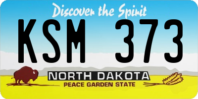 ND license plate KSM373