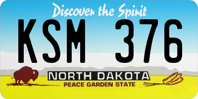 ND license plate KSM376