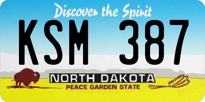 ND license plate KSM387