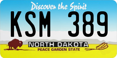 ND license plate KSM389