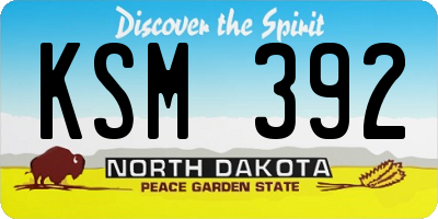 ND license plate KSM392