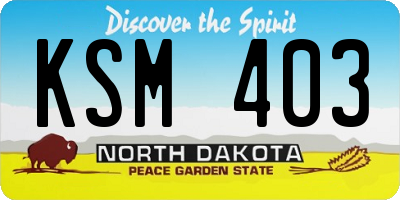 ND license plate KSM403