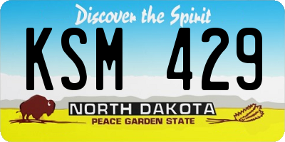 ND license plate KSM429