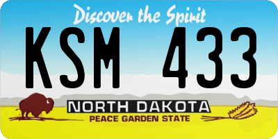 ND license plate KSM433