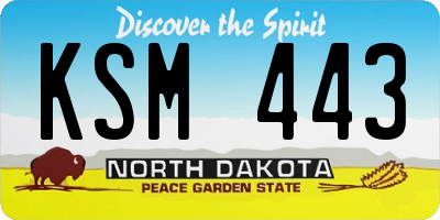 ND license plate KSM443