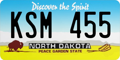 ND license plate KSM455