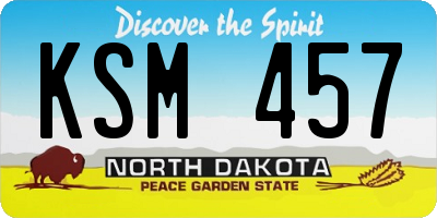 ND license plate KSM457