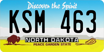 ND license plate KSM463
