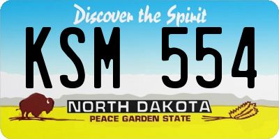 ND license plate KSM554