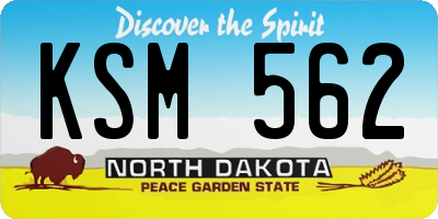 ND license plate KSM562