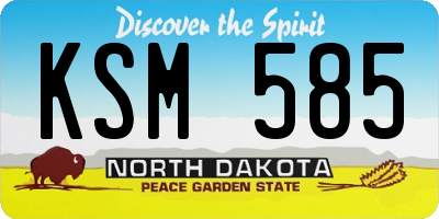 ND license plate KSM585