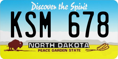 ND license plate KSM678
