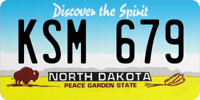 ND license plate KSM679