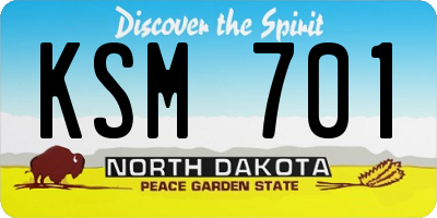 ND license plate KSM701