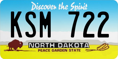 ND license plate KSM722