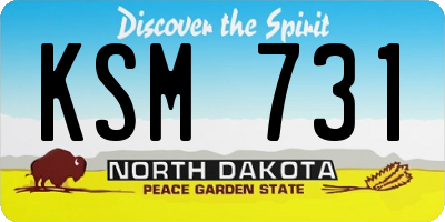 ND license plate KSM731