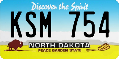 ND license plate KSM754