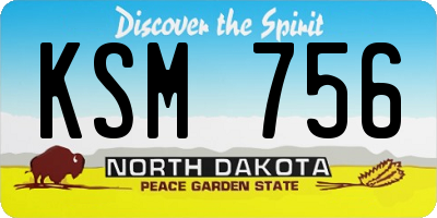 ND license plate KSM756