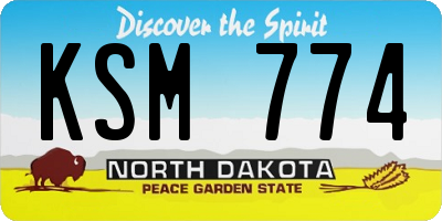 ND license plate KSM774