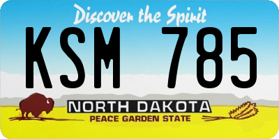 ND license plate KSM785