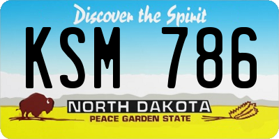 ND license plate KSM786