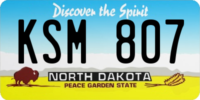 ND license plate KSM807