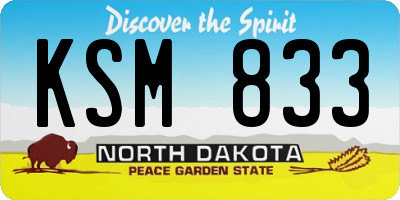 ND license plate KSM833