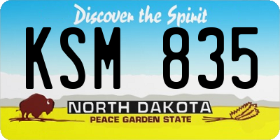 ND license plate KSM835