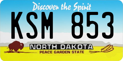 ND license plate KSM853