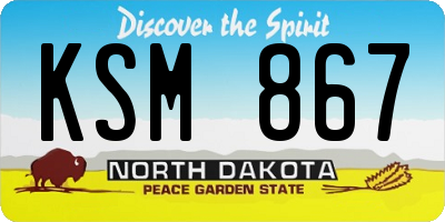 ND license plate KSM867