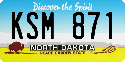 ND license plate KSM871