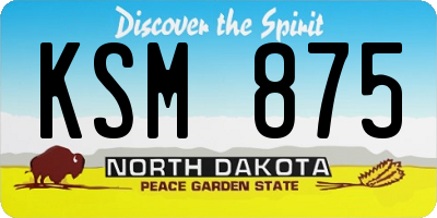 ND license plate KSM875
