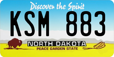 ND license plate KSM883