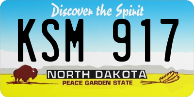ND license plate KSM917