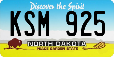 ND license plate KSM925