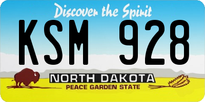 ND license plate KSM928